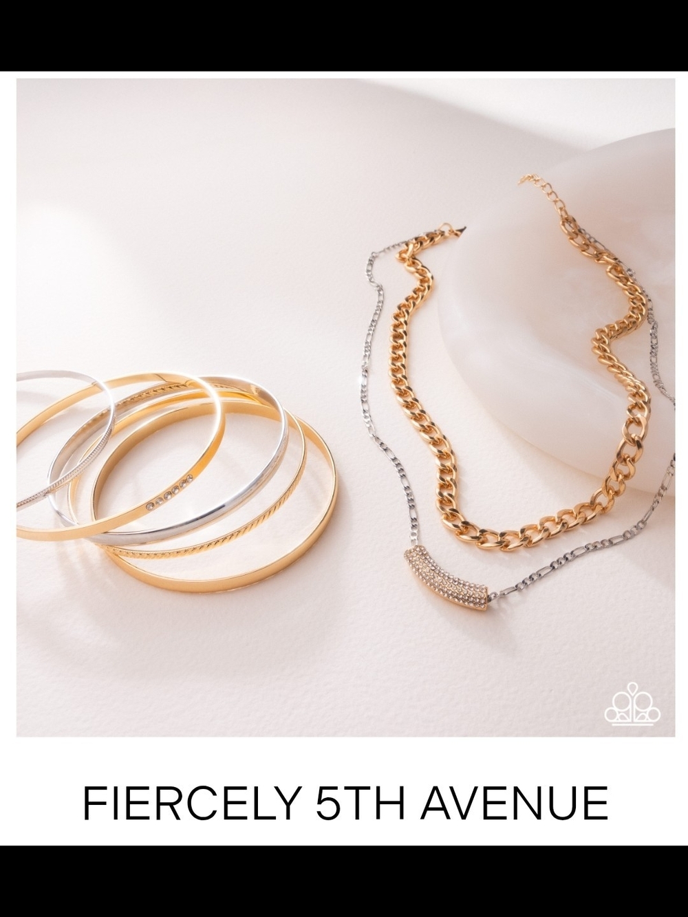 Paparazzi Two-Tone Bangle & Necklace Set - Gold & Silver Fashion Jewelry